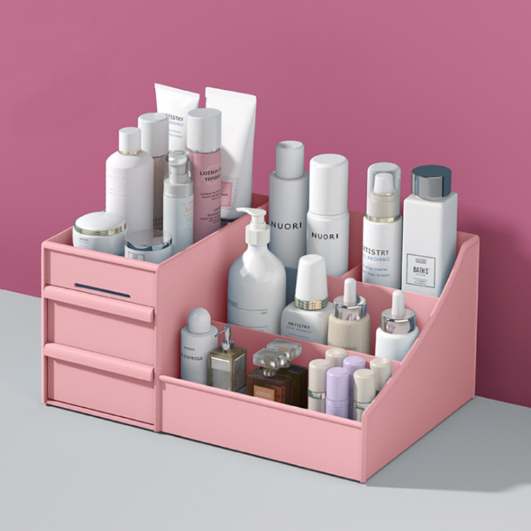 Caja de almacenamiento de cosméticos, organizador de escritorio para el cuidado de la piel, estuche para guardar pintalabios y mascarillas