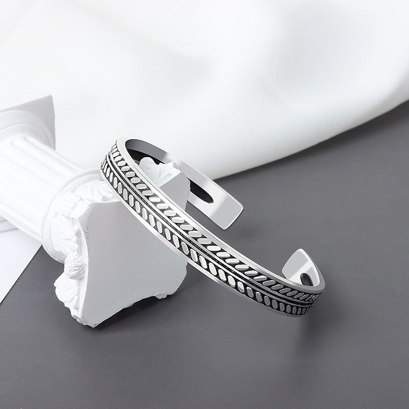 Estilo coreano simple hecho a mano retro pluma hoja personalidad S925 pulsera de plata estilo étnico pulsera unisex