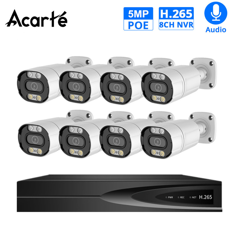 Acarte 5Mp Full Color Poe Camera Cctv500 Million Full Color Surveillance Camera Set