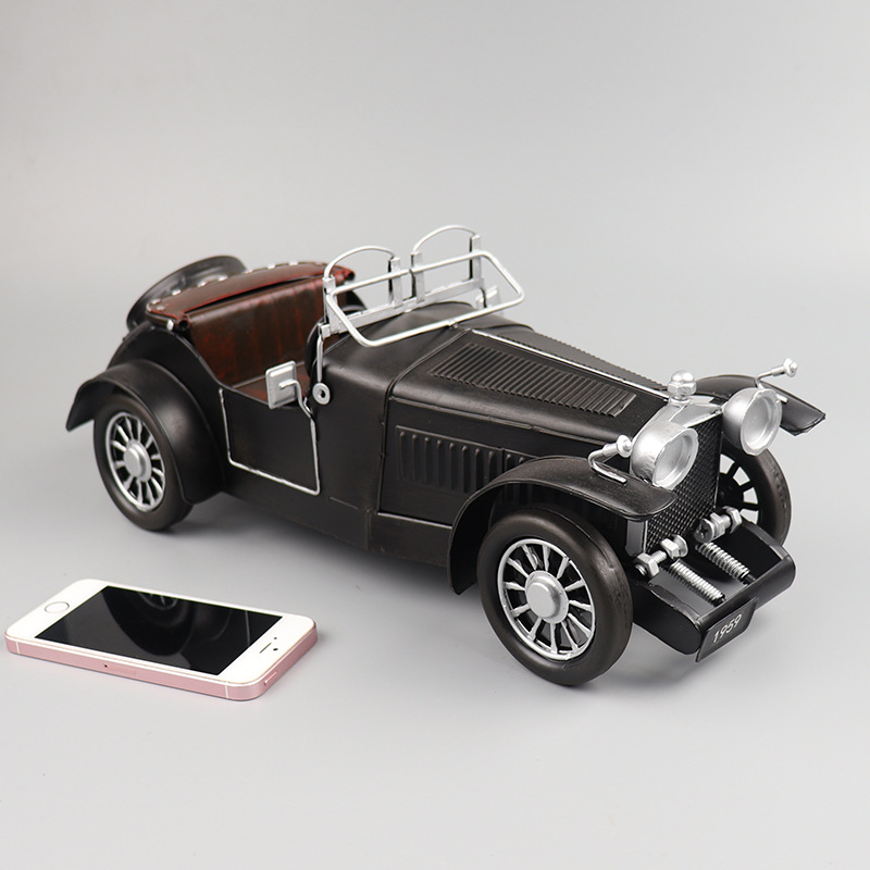 复古名爵敞篷跑车模型铁皮手工艺品酒吧客厅橱窗柜收藏装饰品摆件