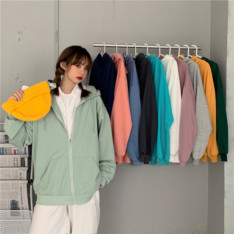 Hooded Sweatshirt for Women in Autum 2021 New Korean Style Loose Mid-Length Lazy Style Cardigan Jacket Drop Shipping Hooded Sweatshirt for Women in Autum 2021 New Korean Style Loose Mid-Length Lazy Style Cardigan Jacket Drop Shipping