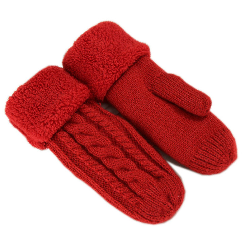 Otoño e Invierno de las mujeres de moda estudiante guantes de montar nueva moda de mohair engrosada forrado de lana de un solo dedo cubierta de la bolsa de doble capa