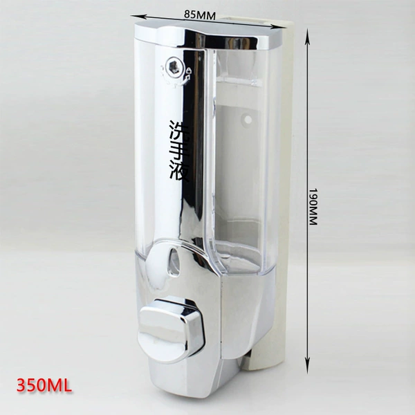 Placing hand washing fluid plated white transparent bottle