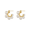 South Korean silver needle, fashionable goods, retro earrings from pearl, silver 925 sample, simple and elegant design