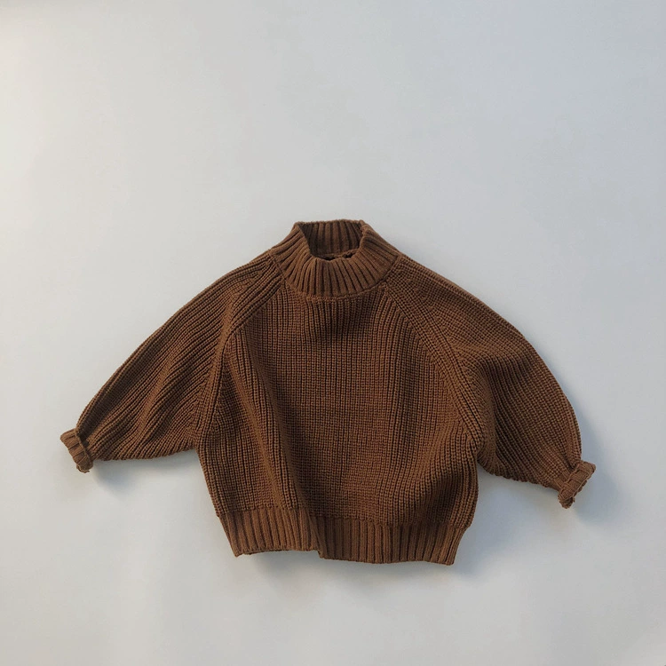 Children's Knitted Thick Sweater, Unisex High-Collar Pullover, Sizes 80–130 cm