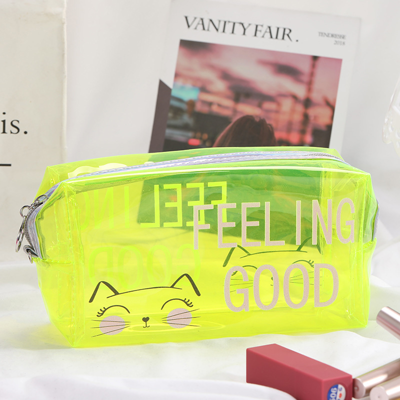 2023 nuevas letras inglesas transparentes PVC bolsa de cosméticos bolsa de viaje impermeable bolsa de lavado bolso de gran capacidad en stock