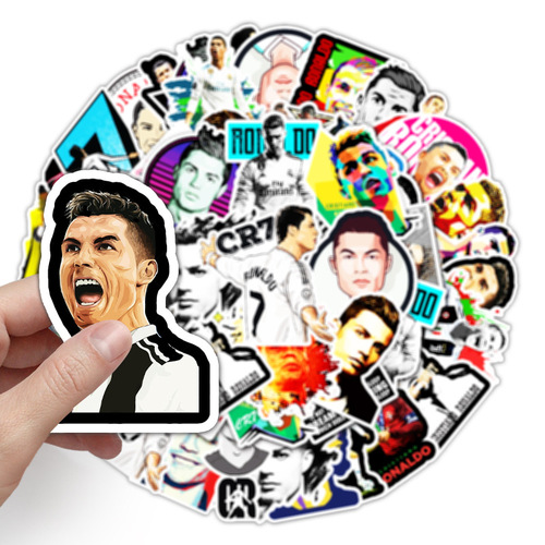 52 Football Star Cristiano Ronaldo Doodle Decal Sticker for Laptop Suitcase Phone Car Waterproof Sticker