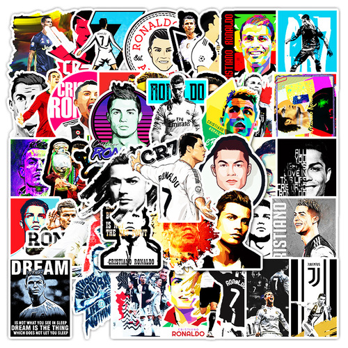 52 Football Star Cristiano Ronaldo Doodle Decal Sticker for Laptop Suitcase Phone Car Waterproof Sticker