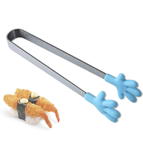 Creative silicone non-slip small food tongs stainless steel