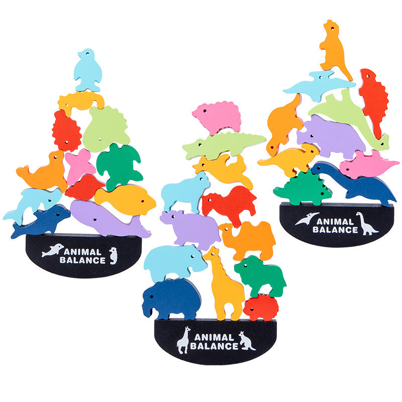 Bloques de construcción de equilibrio animal juego apilado de alto equilibrio barco coordinación mano-ojo infantil rompecabezas educación temprana juguetes de madera