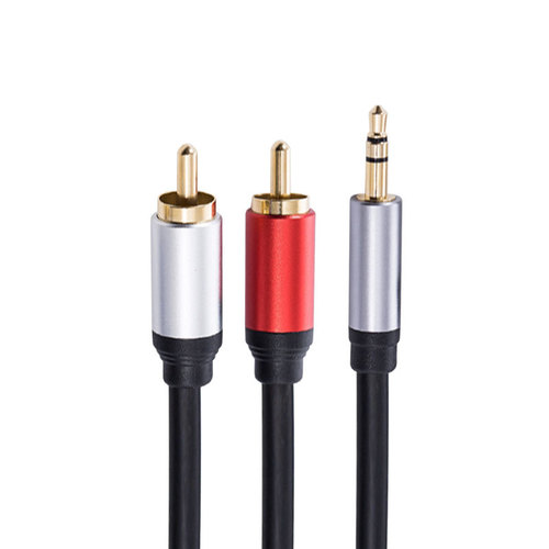 Wholesale 3.5mm to double lotus 2RCA plug TV audio tinned copper AV cable one-to-two audio cable