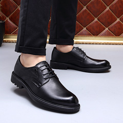 First-layer cowhide business leather shoes new formal leather shoes men's casual thick-soled big-toe men's shoes wholesale