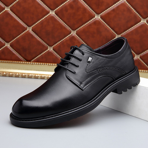 First-layer cowhide business leather shoes new formal leather shoes men's casual thick-soled big-toe men's shoes wholesale