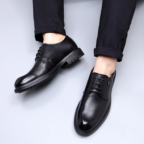 First-layer cowhide business leather shoes new formal leather shoes men's casual thick-soled big-toe men's shoes wholesale