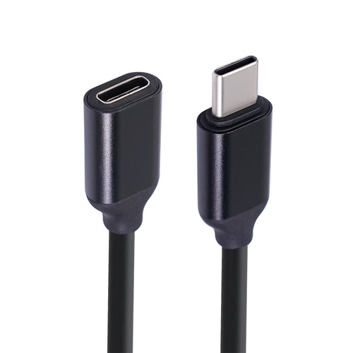 Cross-border 3A 60W black all-copper conductor gold-plated interface TYPE-C male to female extension adapter cable