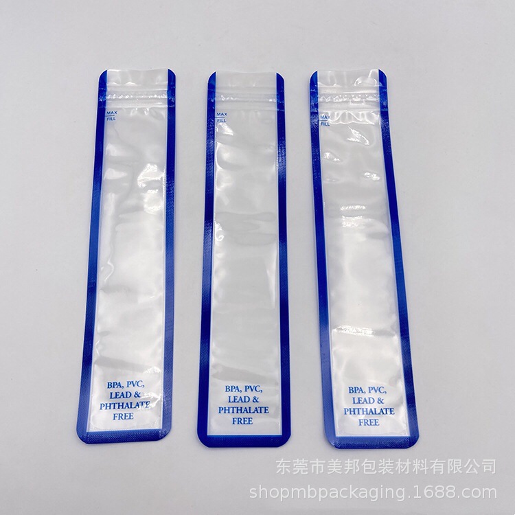 厂家批发冰棒袋双骨条自封袋 一次性碎冰冰无菌袋 透明雪糕包装袋