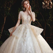 宴会主婚纱2025新款新娘气质星空拖尾大码孕妇遮孕肚小个子显瘦女