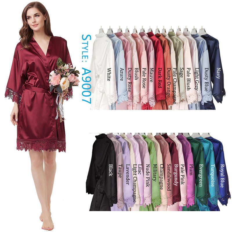 European and American Cross-Border Popular Nightgown Hot-Selling Dressing Gown Bride Bridesmaid Wedding Nightgown Lace Nightgown A9007 One Size Fits All
