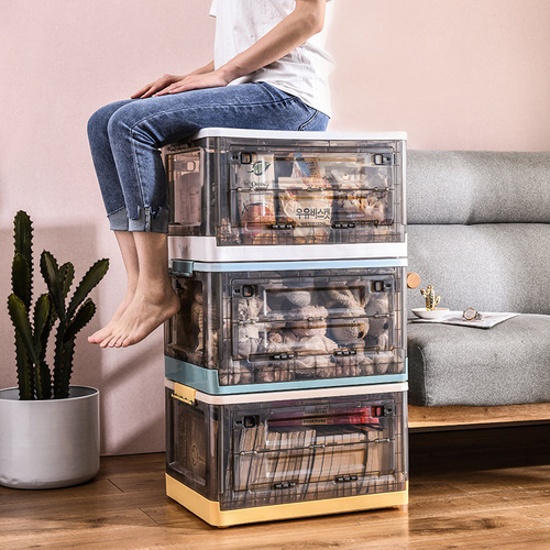 Foldable book storage box book box large capacity student book storage box transparent toy storage box finishing box