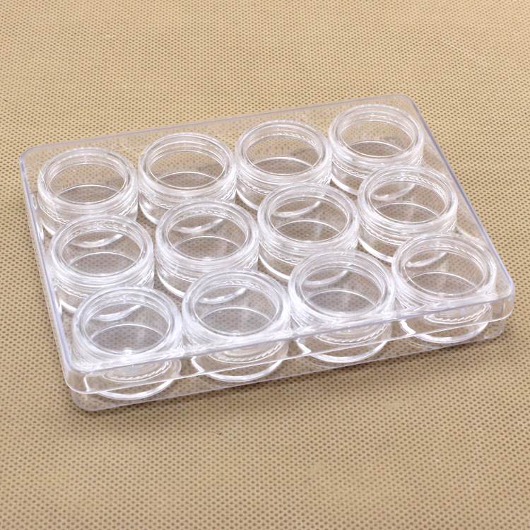 透明圆瓶5克12只装串珠盒乳霜 粉底眼影盒美甲膏霜瓶美瞳美容批发