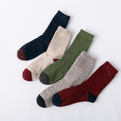 Autumn/Winter New Model Women's Mid-Calf Warm Socks with Japanese Style Concept Splicing Color Retro Wool Socks Wholesale
