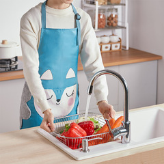 批發滌綸可愛動物廚房圍腰桃皮絨防油污圍裙可調節擦手情侶圍裙