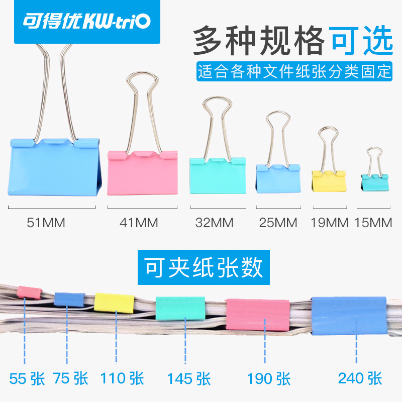 Keteyu Carpeta de color titular de boleto clip de cola de milano rosa azul amarillo verde clip de oficina clip de cola larga
