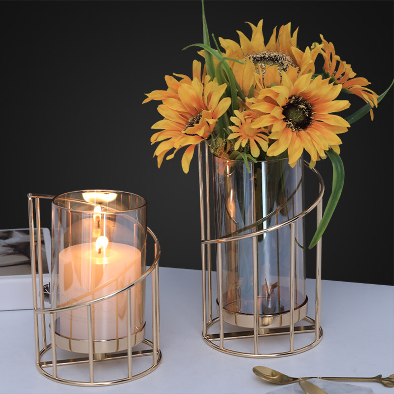 Nordic romantic Candlestick decoration living room dining table European luxury high-end iron candle decoration candlelight dinner props