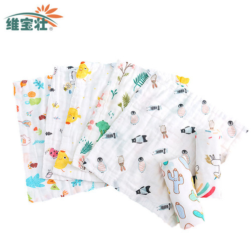 Wholesale baby towel six layers pure cotton gauze baby face towel six layers pure cotton square towel high temperature washable soft and skin-friendly