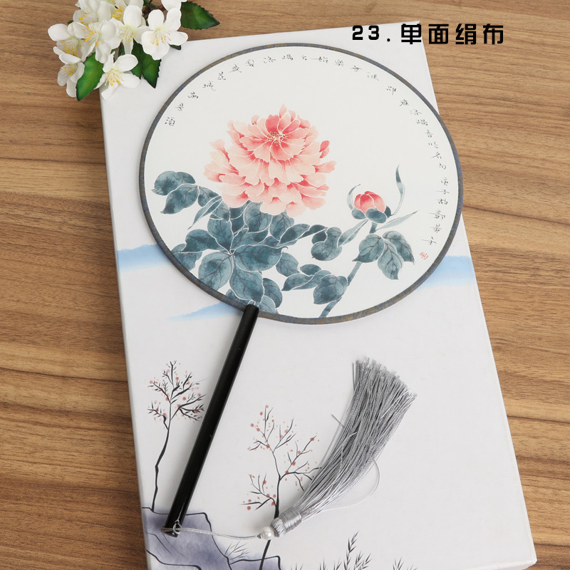 Ventilador de estilo antiguo de fábrica ventilador redondo estilo chino danza clásica traje corte mujer Hanfu borla pequeño ventilador redondo al por mayor