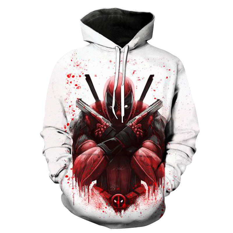 Aliexpress Custom Digital Printing Anime Hero Deadpool Sweatshirt Men's and Women's Hooded Sweatshirt