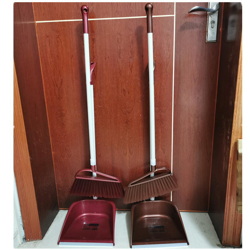 Factory wholesale prison soft wool broom dustpan combination plastic set household long handle broom ash bucket cleaning supplies