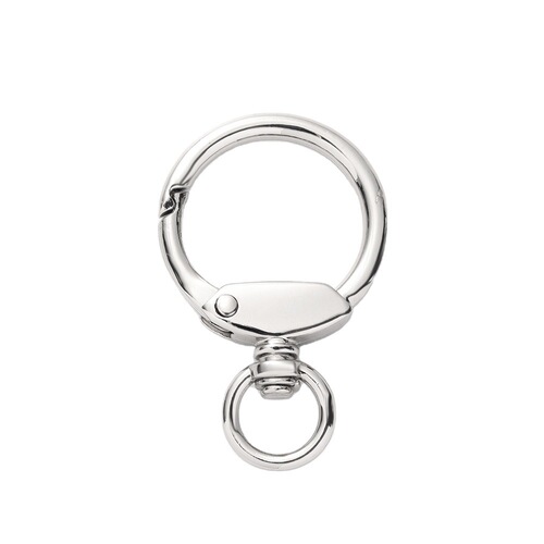 Accessories Colorful Electroplated Round Keychain Decorative Pom-Pom Hook Spring Ring Metal Rotating Fastener
