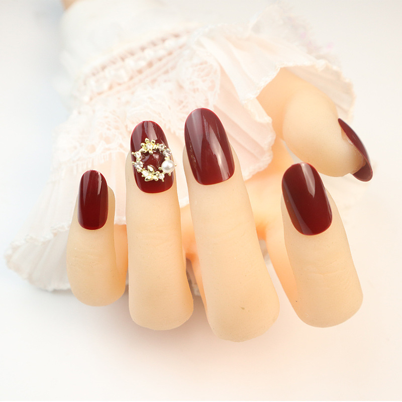 Xumingdie 515-Burgundy Circle Garland Whitening Nail Patch Manicure Finished Bridal Fake Nail Wear Manicure Xumingdie 515-Burgundy Circle Garland Whitening Nail Patch Manicure Finished Bridal Fake Nail Wear Manicure