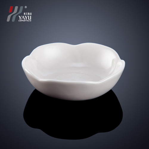 Pure White Ceramic Soy Sauce Plate, Minimalist Style Plate, Vinegar Plate Set, Hotel Table Decor, Chaozhou Home Use Condiment Kitchen Wholesale
