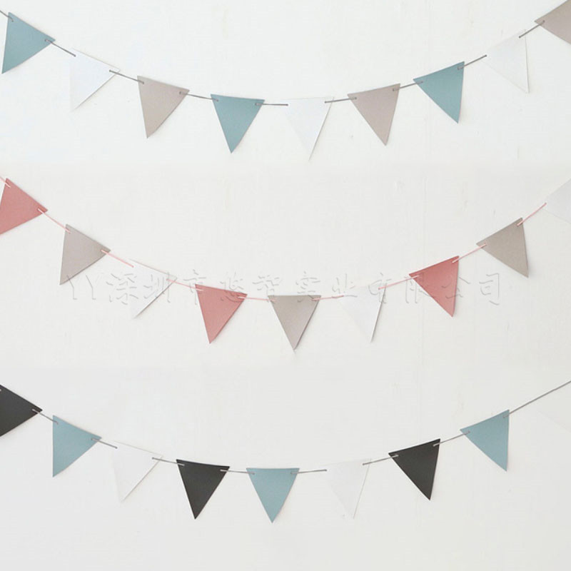 3米皮革三角彩旗 露營派對彩旗 婚慶生日場景道具拉旗橫幅