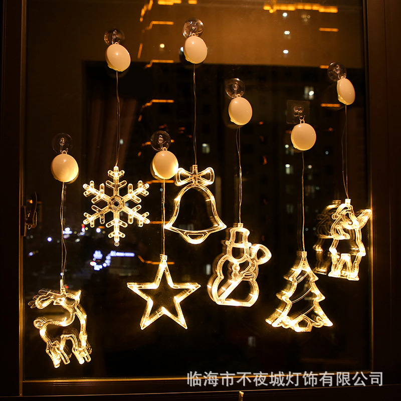 led Christmas Decorative Light Sucker Light Christmas Tree Hanging Light Curtain Holiday Window Light String Decorative Small Lights