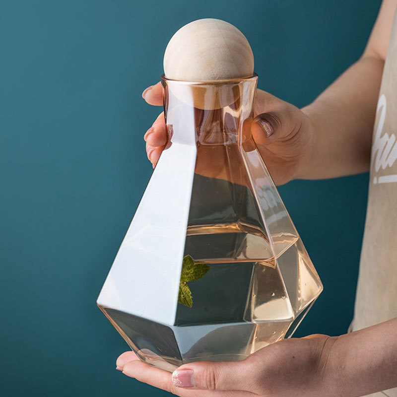 Nordic ins vidrio diamante botella de agua fría creativa botella de agua fría jugo frío blanco abierto olla de gran capacidad taza de agua fría