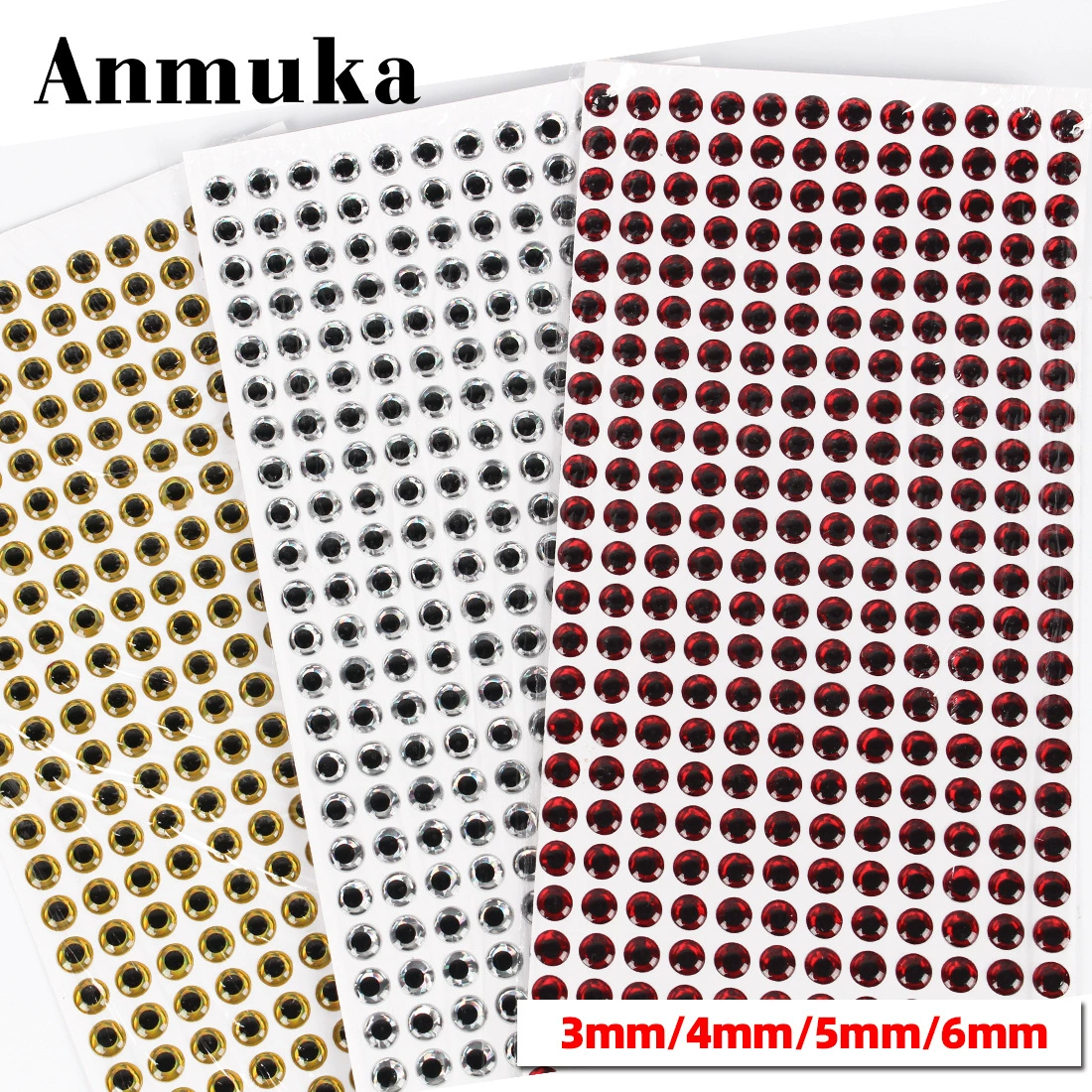 3D наклейки глаз рыбьих (Anmuka) эпоксидд eyes, 3–6 мм, красные/золотые/серебряные листы