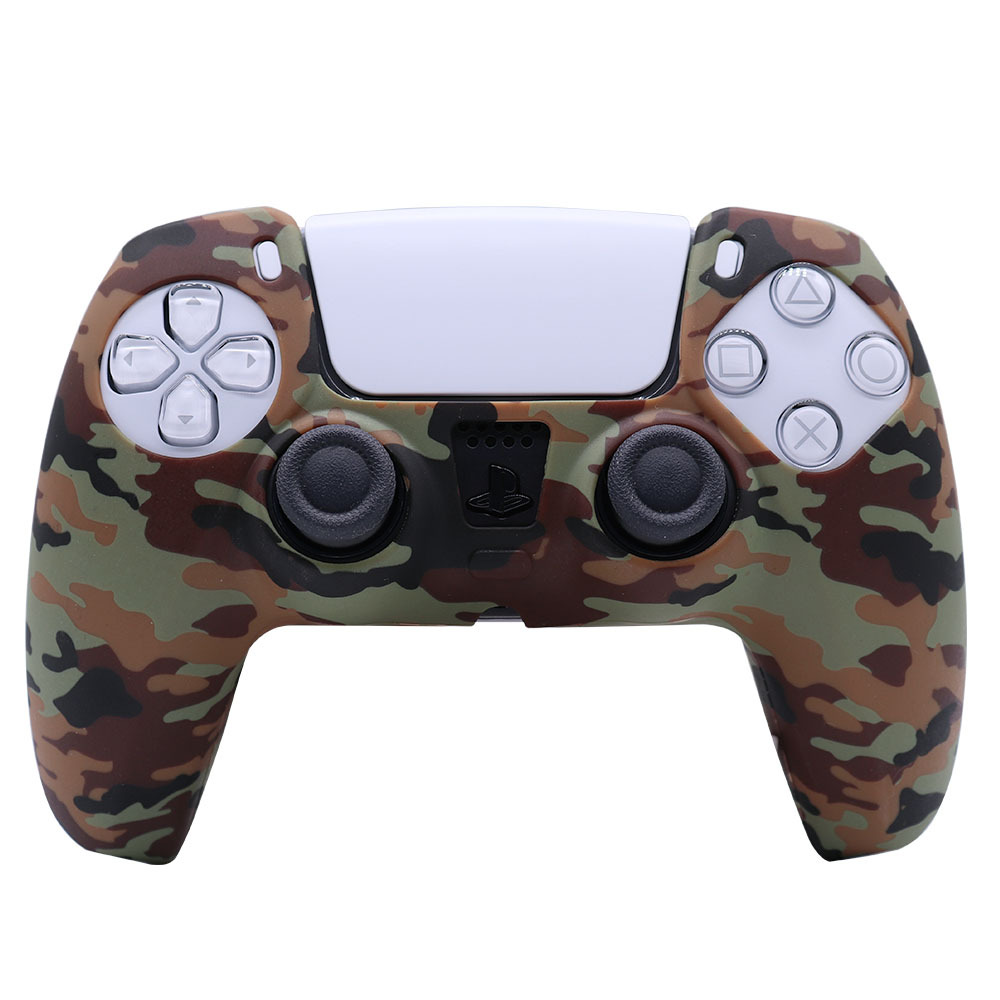 PS5 funda de silicona GamePad funda de silicona camuflaje marca de agua funda protectora aceite spray sensación acuarela caso PS5 Accesorios