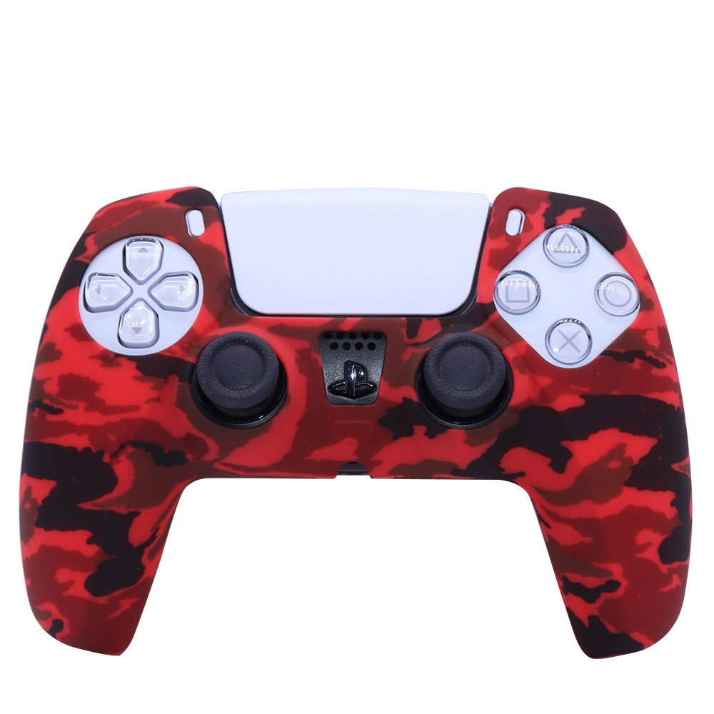PS5 funda de silicona GamePad funda de silicona camuflaje marca de agua funda protectora aceite spray sensación acuarela caso PS5 Accesorios
