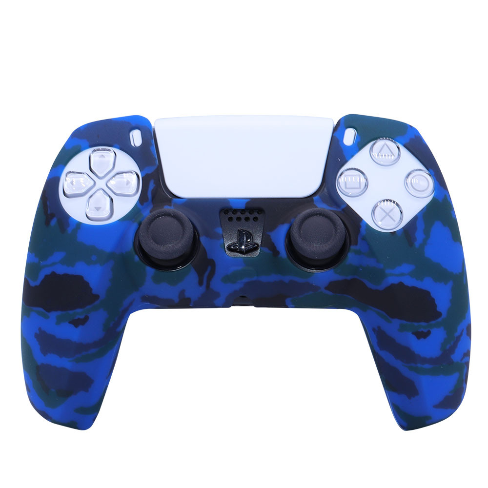 PS5 funda de silicona GamePad funda de silicona camuflaje marca de agua funda protectora aceite spray sensación acuarela caso PS5 Accesorios