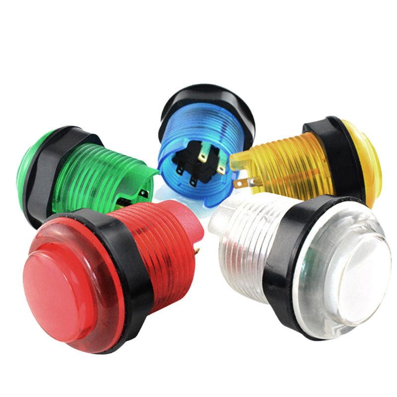 Manufacturer's 28-type plug-in illuminated plastic button game console and 24-type plug-in illuminated small black micro switch.