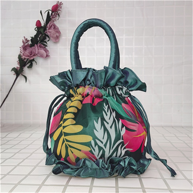 Bolso del teléfono móvil bolso de flores de encaje estilo étnico cubo cordón bolsa de tela bolso de las mujeres bolso de noche bolso hanfu hecho a mano