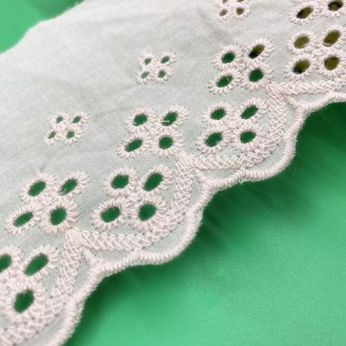 Factory direct supply, 8cm wide cotton fabric with hollowed-out embroidery, lace trim accessories for DIY skirt edges, bedding, curtains, cotton lace edging