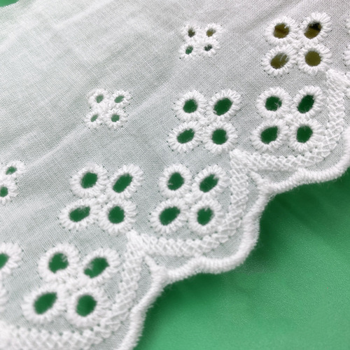 Factory direct supply, 8cm wide cotton fabric with hollowed-out embroidery, lace trim accessories for DIY skirt edges, bedding, curtains, cotton lace edging