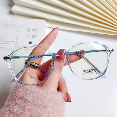 Internet celebrity ins glasses frame, Korean style trendy polygonal anti-blue light flat mirror, plain myopia finished product wholesale