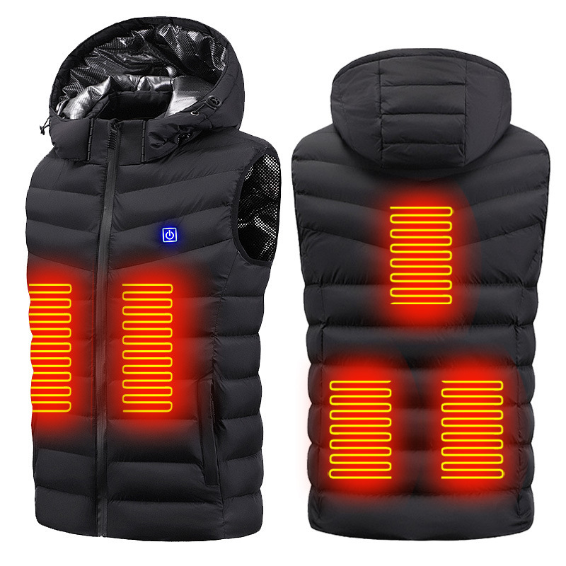 European Size Five-Zone Smart Heating Vest Hooded Men's Constant Temperature USB Charging Graphene Heating Vest Women's Vest