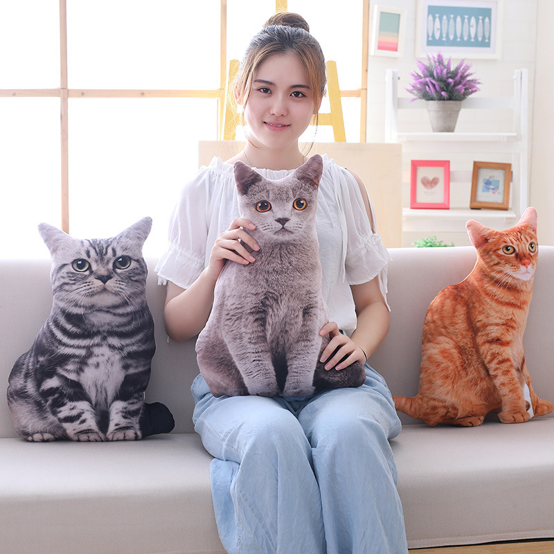 Cute Realistic Cat Plush Side Sleeping Doll Pillow 3D Stereo Cat Sleeping Sofa Cushion Nap Pillow