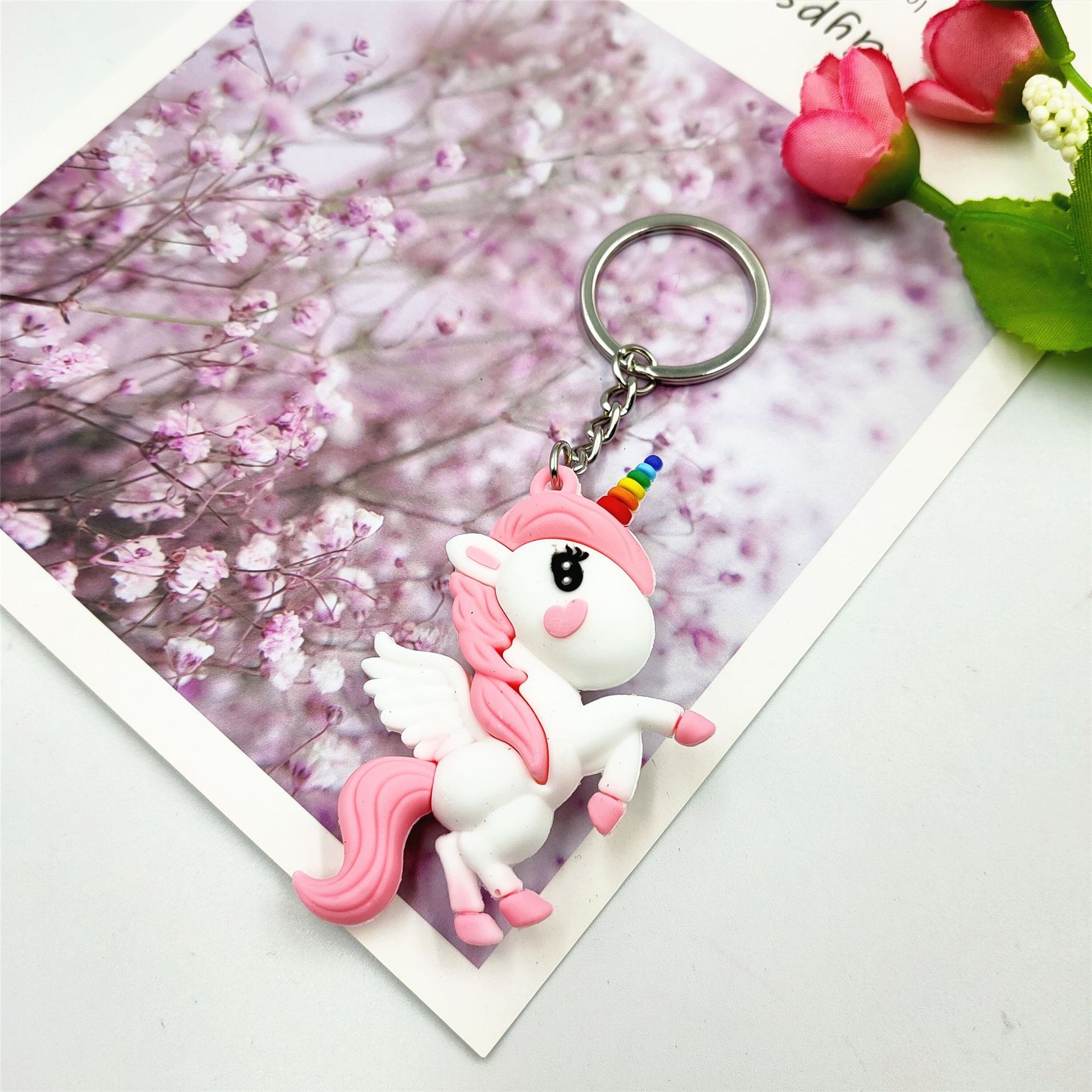 Amazon popular lindo Pegasus unicornio llavero colgante bolso adornos catch muñeca máquina pequeño regalo